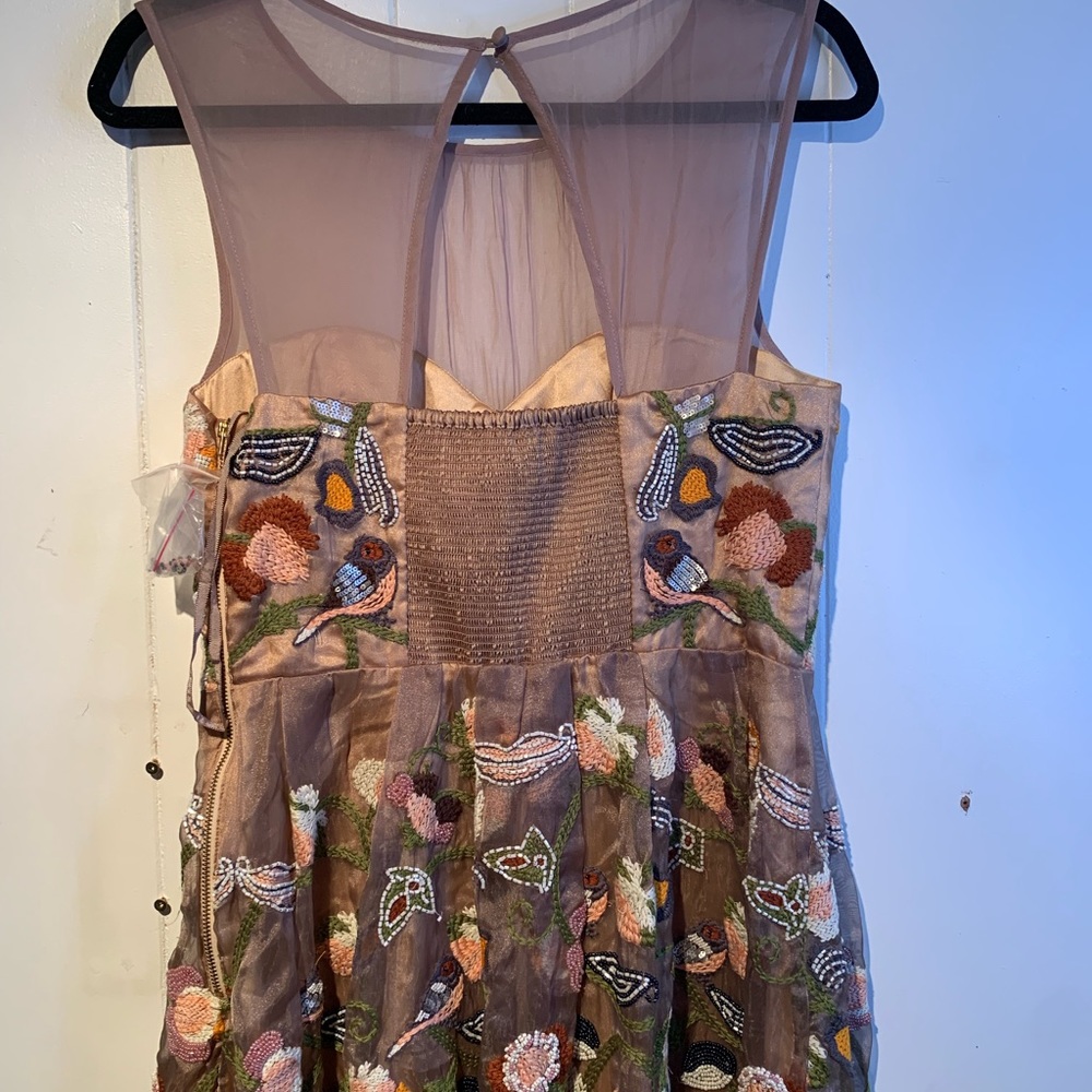 Anthropologie Blush Pink Embroidered Midi Dress - Picture 10 of 16
